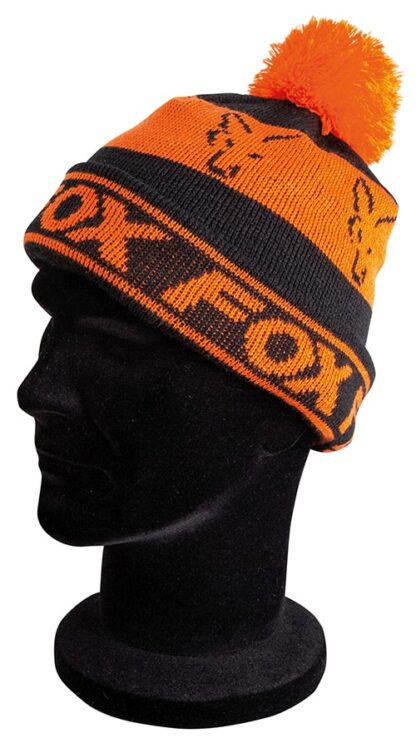 Fox Čepice Black/Orange - Lined Bobble Hat