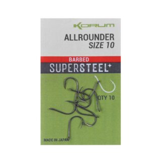 Korum Háčky Supersteel Allrounder Hooks Barbed 10ks - vel. 8