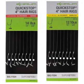 Korum Hotové Návazce Big Fish Quickstop Hair Rigs Barbed 10cm - Velikost 8/0