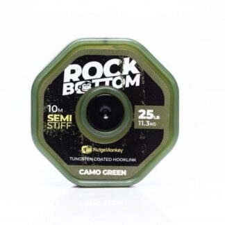 RidgeMonkey Šňůrka RM-Tec Rock Bottom Tungsten Coated Semi Stiff 25lb 10m - Camo Green